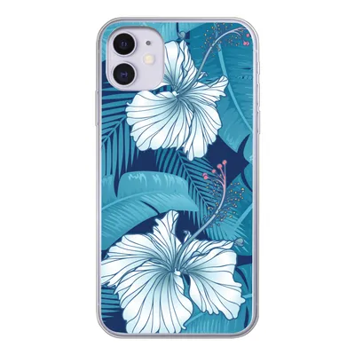 Produktbild von MuchoWow® Handyhülle Schutzhülle Hülle für iPhone 11 Tropisch - Blumen - Blau Silikon Softcase Handy Hülle - Handytasche