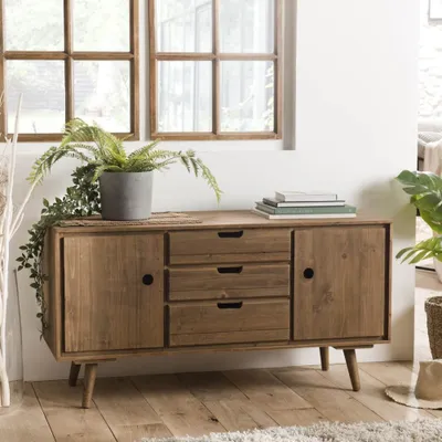 Image de ANDY - Buffet scandi bois 2 portes 3 tiroirs ANDY