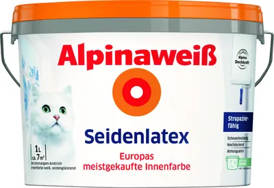 Produktbild von Alpina Seidenlatex Alpinaweiß 1 L seidenglänzend