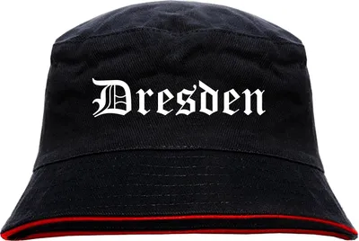 Produktbild von Dresden Anglerhut - Altdeutsche Schrift - Schwarz-Roter Fischerhut S/M SchwarzRot