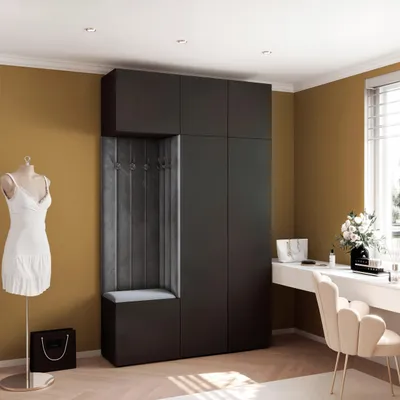 Produktbild von Garderobe ARIA 7 146 cm Schwarz Gepolstert Graphit Soft-Close Push-to-Open