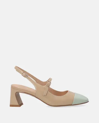 Produktbild von VENEZIA Damen Pumps Elegante High Heels Lederpumps - Beige pumps mit offenem Absatz aus Echtleder Beige Größe 39
