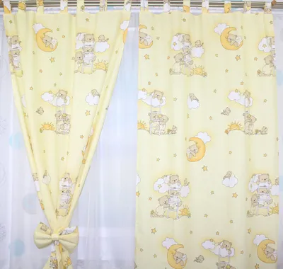 Produktbild von Vorhänge mit Schlaufen Kinder Baby Gardinen Kinderzimmer Vorhang 5. Bärchen auf Leitern Gelb