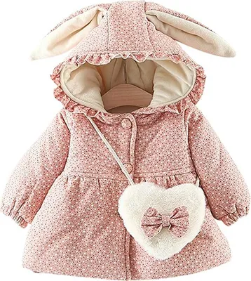 Produktbild von 100cm- Baby Mantel herzförmiges Schulranzen-Set Mädchen Mäntel aus Baumwolle Frühlung Herbst Winter Jacken mit Haarballen Kaninchen Ohr Kleinkinder warm Kleidung
