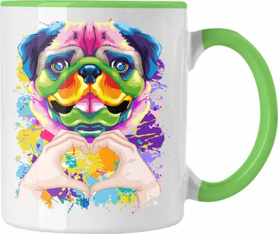 Produktbild von Trendation - Mops Besitzer Farbe Love Tasse Geschenk Lustiger Spruch Geschenkidee Mops Besitzerin (Grün)