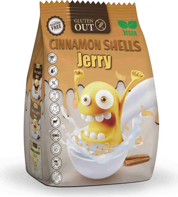Zdjęcie produktu dla Nerano Cinnamon Shells Jerry Breakfast Cereal Bezglutenowe Wegańskie 375g
