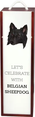 Image de Berger belge - boîte géométrique avec une image et une inscription pour le vin de la marque Art-Dog