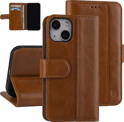 Image de UNIQ Accessory Etui type livre iPhone 13 Mini - Porte-cartes - Fermeture magnétique - Marron