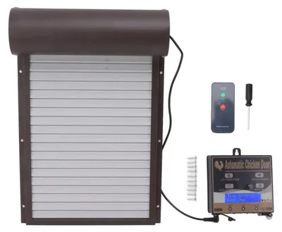 Automatische Kippentür, 3 Modi, Lichtsensor, Timer, Fernbedienung, braun
