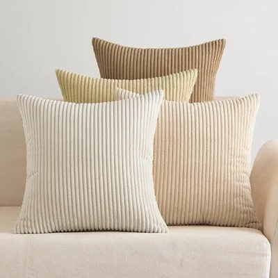 Obrázek produktu pro Ibenzoa® povlaky na polštáře, žakárová sametová tkanina, 45 x 45 cm – sada 4 kusů, polyester, béžová barva, skrytý zip, měkké a snadno udržovatelné (bez výplně)