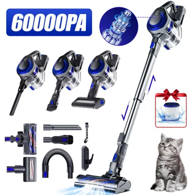 Image de 60000PA/500W Aspirateur balai sans fil, 50 Minutes Autonomie Aspirateur sans fil,Tube Flex,8 en 1 Aspirateur balai avec Idéal pour les Poils D'animaux