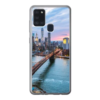 Produktbild von MuchoWow® Handyhülle Schutzhülle Hülle für Samsung Galaxy A21s New Yorker Skyline an der Brooklyn Bridge Silikon Softcase Handy Hülle - Hartschale