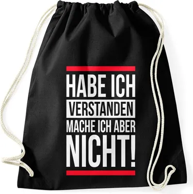Produktbild von Turnbeutel Habe ich verstanden mache ich aber nicht Spruch Sprüche Quote Gymbag Moonworks® schwarz unisize