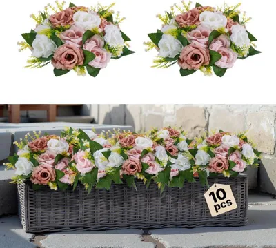 Immagine prodotto di Composizione floreale per matrimonio fiori artificiali palline di fiori - 24x24x12cm - Rosa/Bianco - Fiori decorativi per matrimoni
