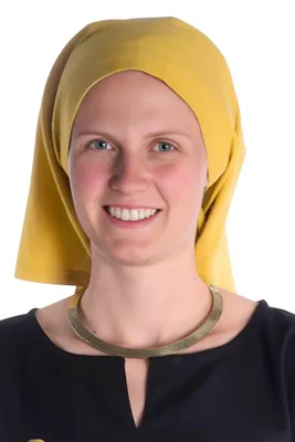 Immagine prodotto di HEMAD, fazzoletto medievale da donna, 100% cotone, modello: Laudamie, giallo