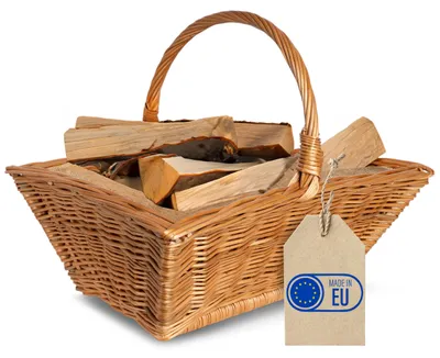 Productafbeelding van Creative Home Grote Brandhoutmand Rieten Houten Mand, 50 x 40 x 37 cm