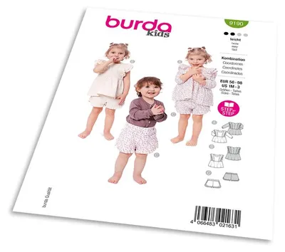 Obrázek produktu pro Střih Burda 9190 - Dívčí šaty s volánky