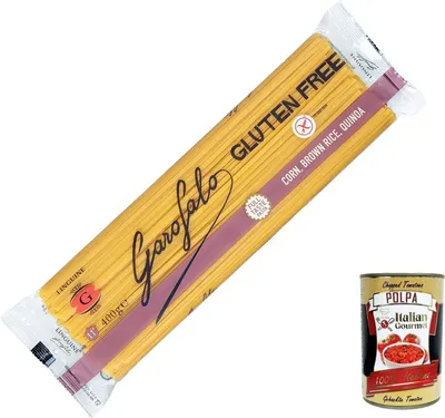 Produktbild von Italian Gourmet - Glutenfreie Linguine aus Mais Vollkornreis Quinoa 20 x 400 g – italienische Pasta ohne Weizen für Zöliakie & Veganer + Italian Gourmet polpa