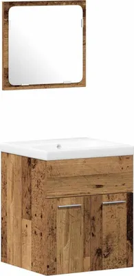 Produktbild von vidaXL Badezimmermöbel-Set Wandmontiert 3 pcs Altholz Holzwerkstoff