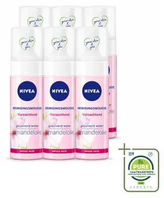 Productafbeelding van 6 x NIVEA Essentials Kalmerende Reinigingsmousse - voor droge en gevoelige huid - 150 ml - Voordeelverpakking - 6 stuks