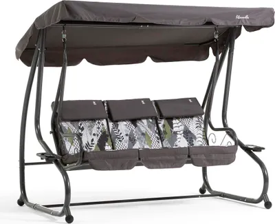 Produktbild von Gartenschaukel 3-Sitzer, verstellbar mit neigbarem Dach, 7-cm-Kissen und Seitentaschen – stabile Metallstruktur, modernes Design und extra Komfort für Garten, Terrasse und Balkon – MIZAR - Grün Matrix