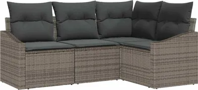 Productafbeelding van vidaXL Tuinset met 4 zitplaatsen, grijs, polyrotan