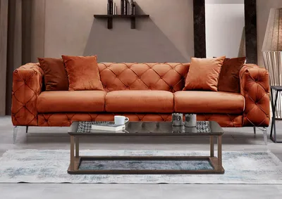 Produktbild von Hanah Home, Como - Orange, Klassische Sofas, 3-Sitzer-Sofa, Orange, Polyester, 237 x 73 x 90 x  cm