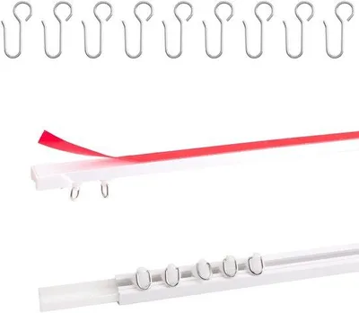 Image de Barre de rideau adhésive - Système de répartition pour rideaux sans perçage - Blanc