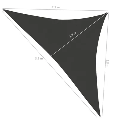 Produktbild von The Living Store Sonnensegel 160 g/m² Anthrazit 2,5x2,5x3,5 m HDPE