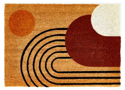Produktbild von Kokos Fußmatte Geo - für Innen- und überdachte Außenbereiche – Fußabtreter aus Kokos mit rutschhemmender Beschichtung – 40 x 60 cm, Mehrfarbig