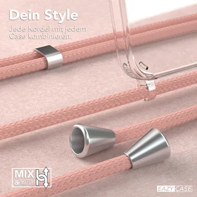 Produktbild von EAZY CASE – Handykette – kompatibel mit Apple iPhone 11 Handyhülle mit Umhängeband, Silikonhülle, Schutzhülle mit Ersatz-Kordel, Hülle mit Band, Stylische Kette für Smartphone, Alt Rosa