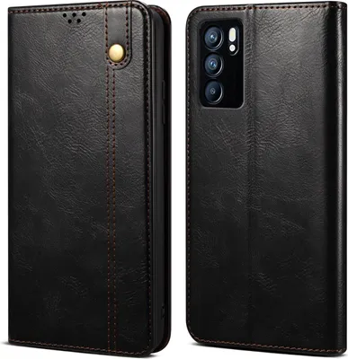 Produktbild von OPPO Reno6 Pro Hülle, Leder Flip Brieftasche Schutzhülle für OPPO Reno6 Pro Schwarz