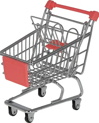 Produktbild von Miniatur Einkaufswagen 9,5x14x12cm Eisen Kunststoff silber rot Mini-Einkaufswagen Supermarkt-Handwagen