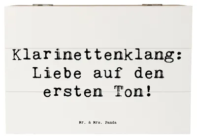 Produktbild von Mr. & Mrs. Panda Box Spruch Klarinette Liebe  22 x 15 cm - Weiß - Geschenk, Holz Aufbewahrungsbox, Instrument, Holzkiste mit Deckel, Musikgeschenke, Schatulle, fotobox