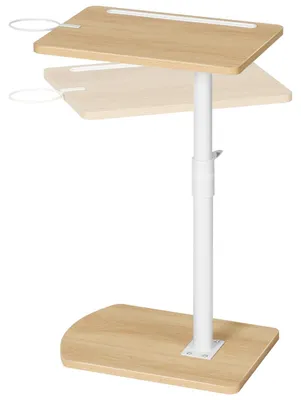 Image de Table d'appoint en forme de C, à hauteur réglable, avec porte-tasses