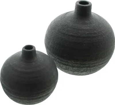 Produktbild von 2 Vasen Noir Zement schwarz – Kugelvase, Betonvase, Vasenset