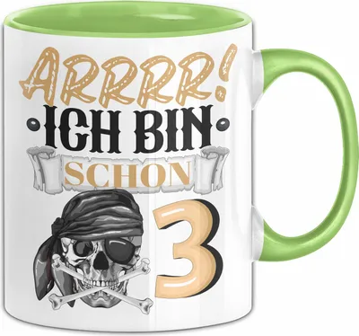 Produktbild von 3. Geburtstag Geschenk Tasse Becher Jungs Pirat Arrrr Ich Bin Schon 3 (Grün)