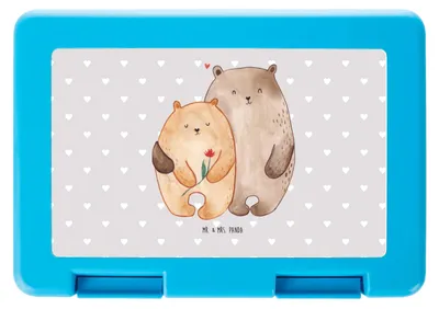 Produktbild von Mr. & Mrs. Panda Lunchbox Bären Liebe - Grau Pastell - Geschenk, Bento Box, Verknallt, Hochzeitstag, Bentobox, Freund, Bär, Frühstücksdose, Snackbox, Brotzeitbox