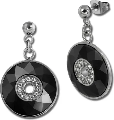 Produktbild von Amello Damen Ohrschmuck silberfarben schwarz glänzend ESOX29S