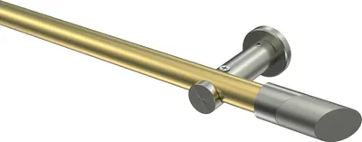 Produktbild von Interdeco Gardinenstange / Vorhangstange Messing-Optik / Edelstahl-Optik, Typ Platon Verano (Schräge Bicolor) ohne Ringe, 20 mm Ø 1-läufig, 140 cm