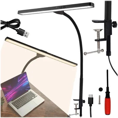 Produktbild von KRUMAD LED Schreibtischlampe, 5W, 3 Farbtemperaturen, verstellbar, energiesparend, moderne Klemmlampe für Büro, Lernen, Lesen, Schwarz