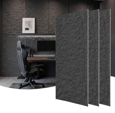 Produktbild von YARDIN Massive Wandpaneele mit natürlicher Steinoptik, 5 cm Materialstärke, 6 Stück Anthrazit strukturierte Innenverkleidung, Modell B