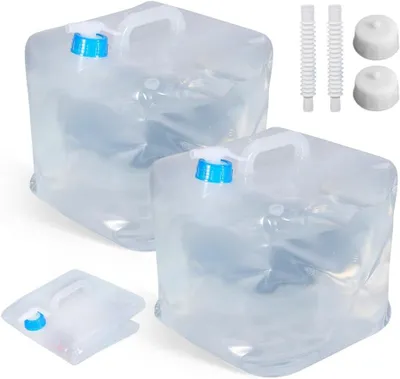 Obrázok produktu pre Skladací vodný kanister 10 L, 2 kusy, BPA-free, s kohútikom a držadlom, na kempovanie