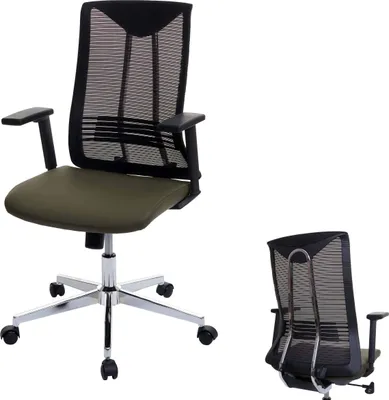 Immagine prodotto di Sedia da ufficio HWC-J53, sedia girevole da scrivania, similpelle ergonomica ~ verde oliva