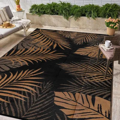Produktbild von Famanu Außenteppich - Wasserfest, UV-beständig, Faltbar - 180 x 270 cm - Schwarz