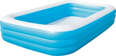 Image de Bestway Family Piscine gonflable bleue rectangulaire de 3,05 x 1,83 x 0,56 m 54009 avec 3 anneaux gonflables