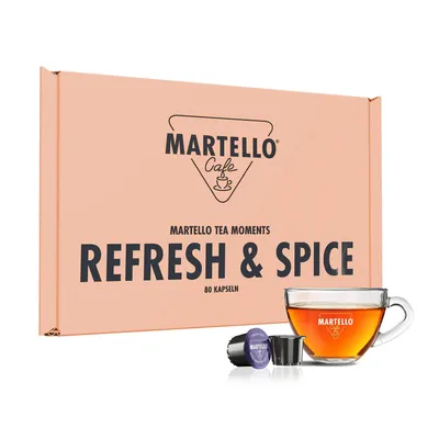 Produktbild von Martello Tee Set REFRESH & SPICE - Frische, aromatische Blätter - 80 Kapseln, Für MARTELLO-Kapselmaschinen