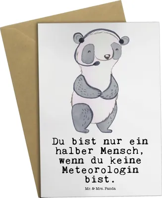 Produktbild von Mr. & Mrs. Panda Grußkarte Meteorologin Herz - Weiß - Geschenk, weihnachtskarten, osterkarten, glückwunschkarten, hochzeitskarten, valentinstagskarte, einladungskarten