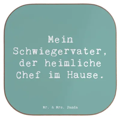 Produktbild von Mr. & Mrs. Panda Untersetzer für Gläser Spruch Schwiegervater Chef - Meeresbrise - Geschenk, Humor, Familienbeziehungen, Jubiläen, Tischuntersetzer, Glas, Geschenke