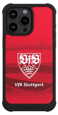 Produktbild von NIVOCASE Hülle für Apple iPhone 15 Pro Max  Stoßfeste Handyhülle NIVOmax Case Schwarz Offizielles Lizenzprodukt Stadion VfB Stuttgart